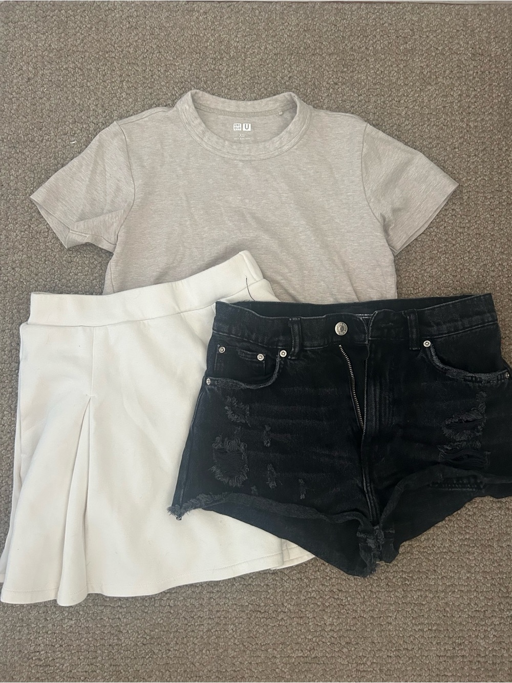 Khaki Shirt, Cream Skirt, and Black Jean bundle